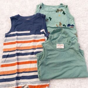 Cat & Jack Sleeveless Romper Trio - Blue, Green, Orange